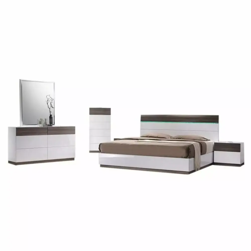 Sanremo B Modern Walnut & White King 5-Piece Bedroom Set