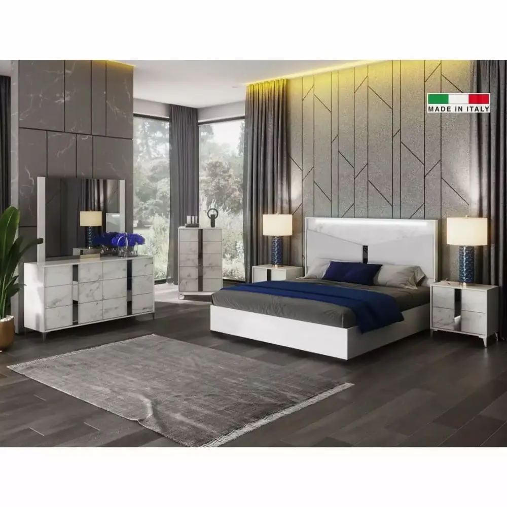 Antonella Modern 5-Piece Queen Bedroom Set in White