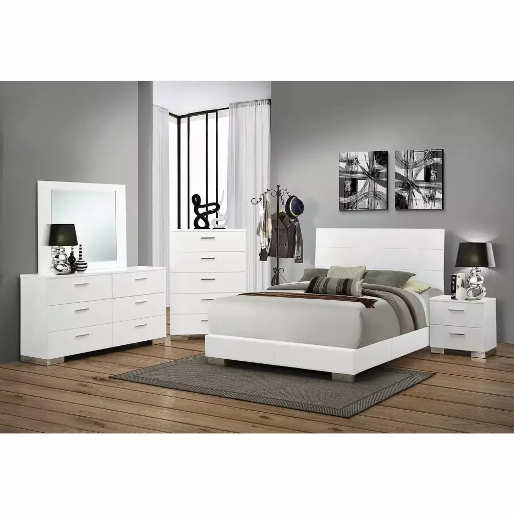 Coaster Felicity 5-Piece Modern Wood Queen Bedroom Set in Glossy White