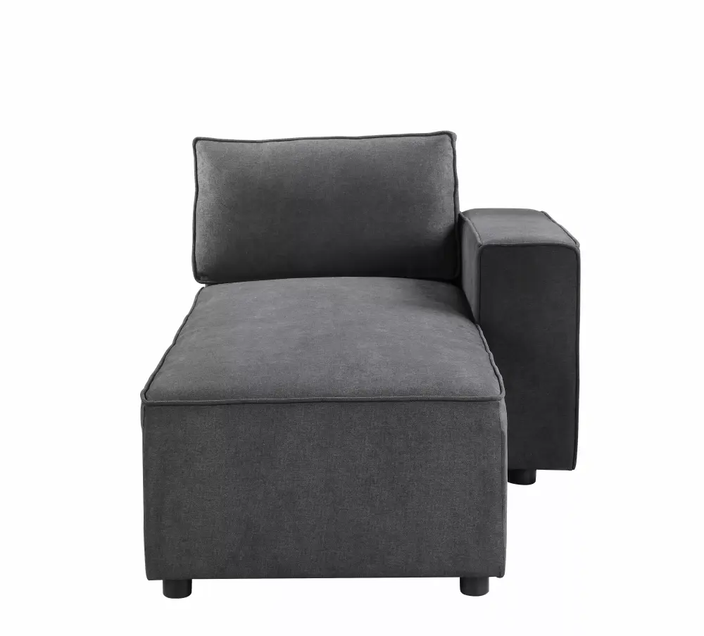 Silvester Modular Chaise Lounge with 2 Pillows Gray Fabric Contemporary Design