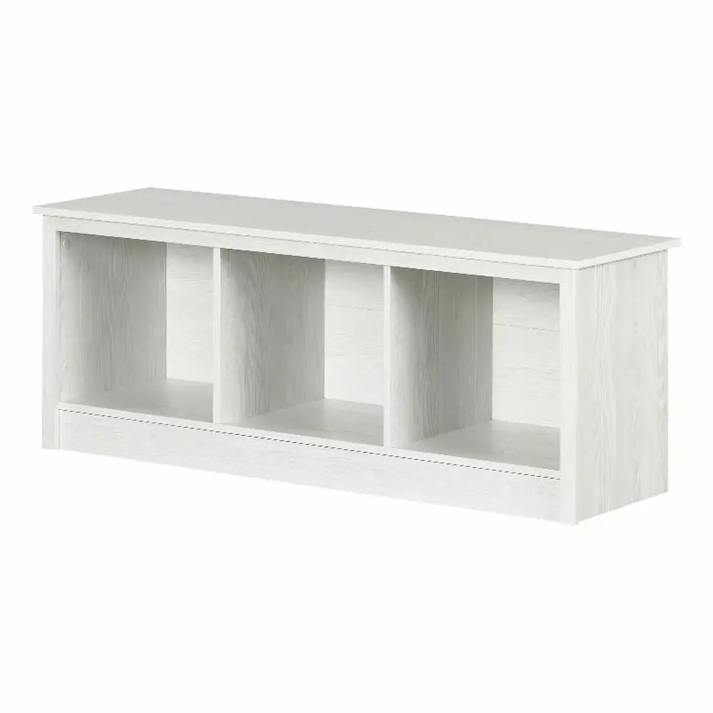 Pemberly Row 51W Engineered Wood Mudroom Bench with Storage in White Pine