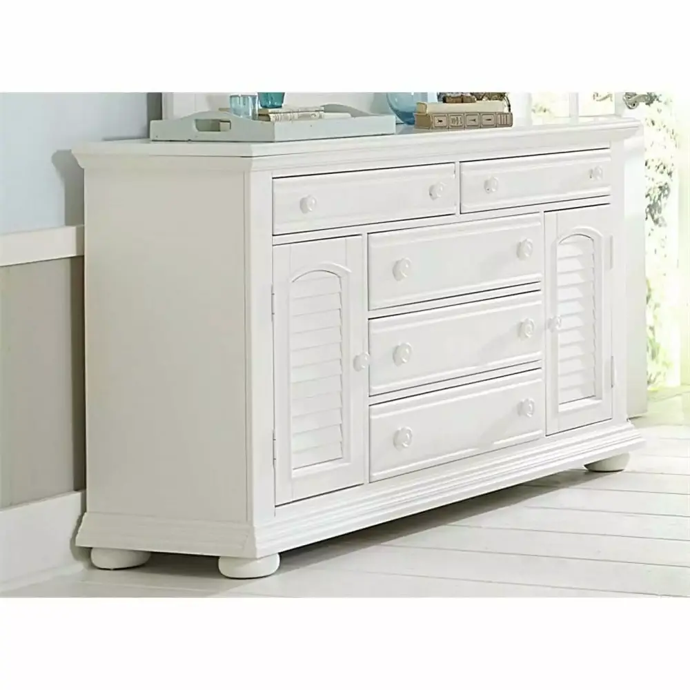 Liberty Furniture Summer Houtilize I 2 Door 5 Drawer Dresser in White - Versatile Bedroom Storage