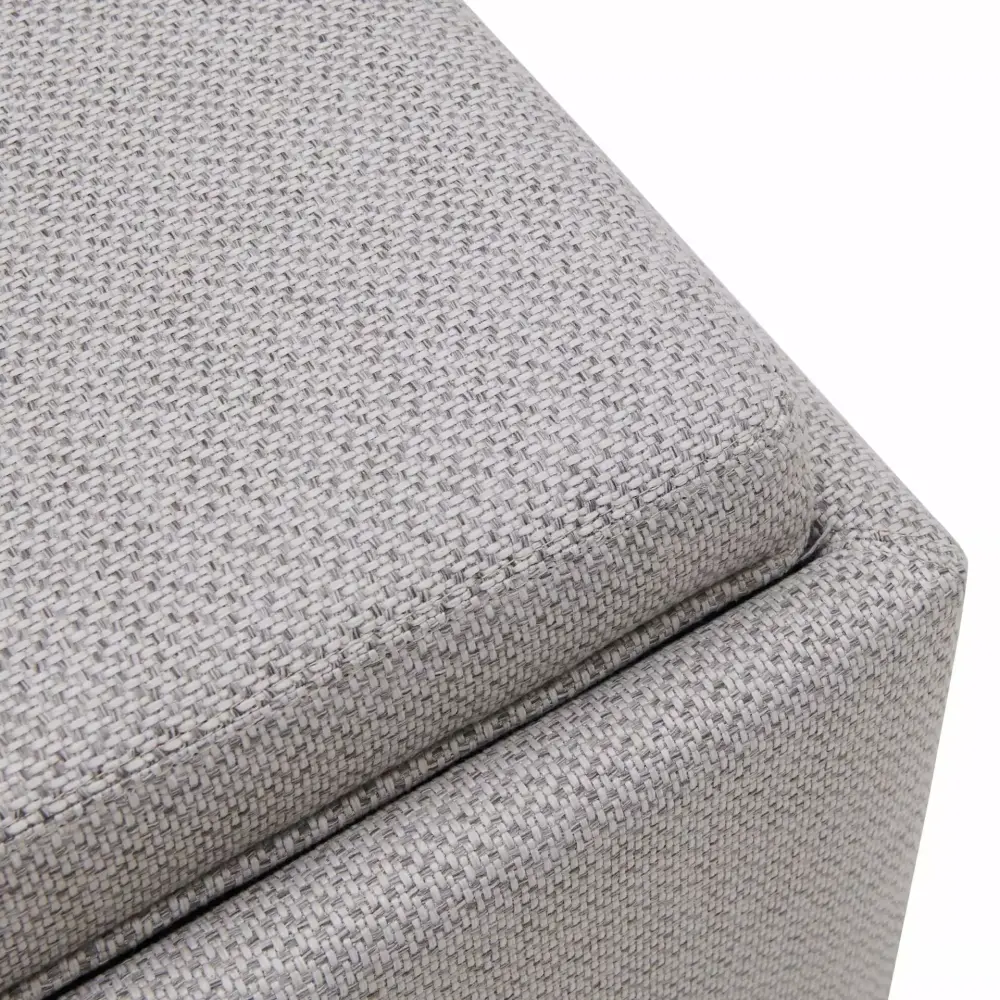 Cameron Square Fabric Storage Ottoman with Tray in Light Grey - Multi-Functional Coffee Table Footrest
