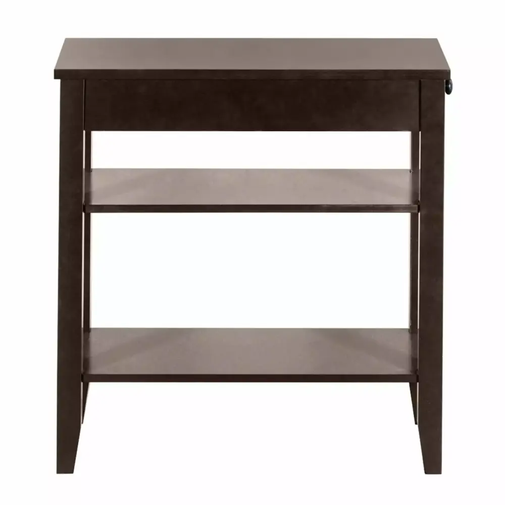 Tcbosik Modern Brown Bedside Table Nightstand with Drawer 2-Tier End Table for Bedroom Living Room