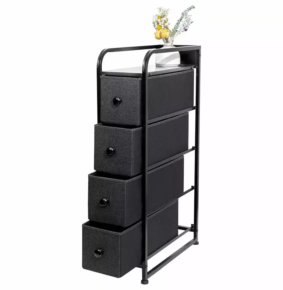 CintBllTer 4 Drawer Narrow Dresser Storage Tower with Removable Wooden Top for Small Spaces