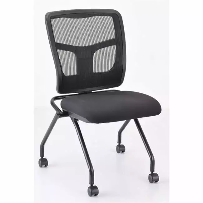 24.7 x 24 x 37 in Armless Mesh Back Nesting Chairs Black Stackable Office Chairs