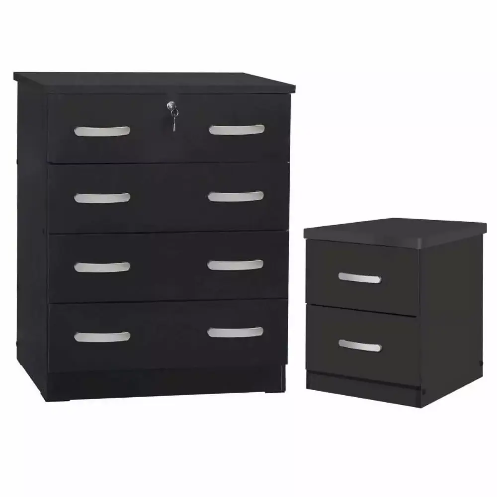 Home Square 2-Piece Set with Dresser and 2-Drawer Nightstand in Black