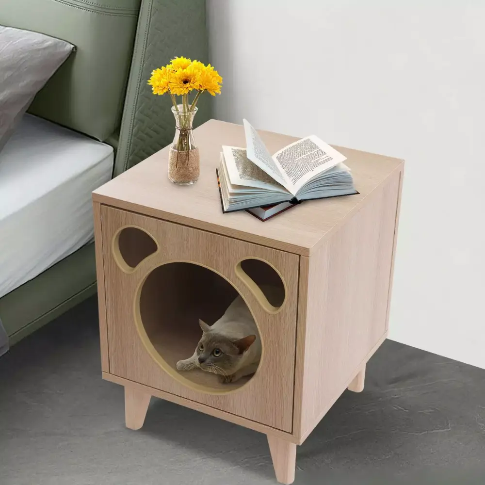 Miumaeov Cat Nightstand - Multi-functional Cat Furniture Cabinet
