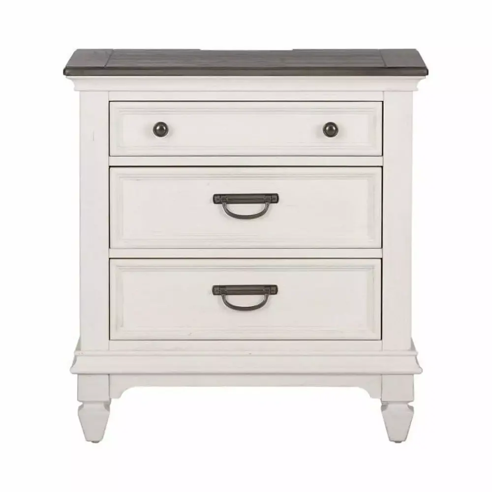 Allyson Park White Night Stand with USB Charging Station - Modern Bedside Table