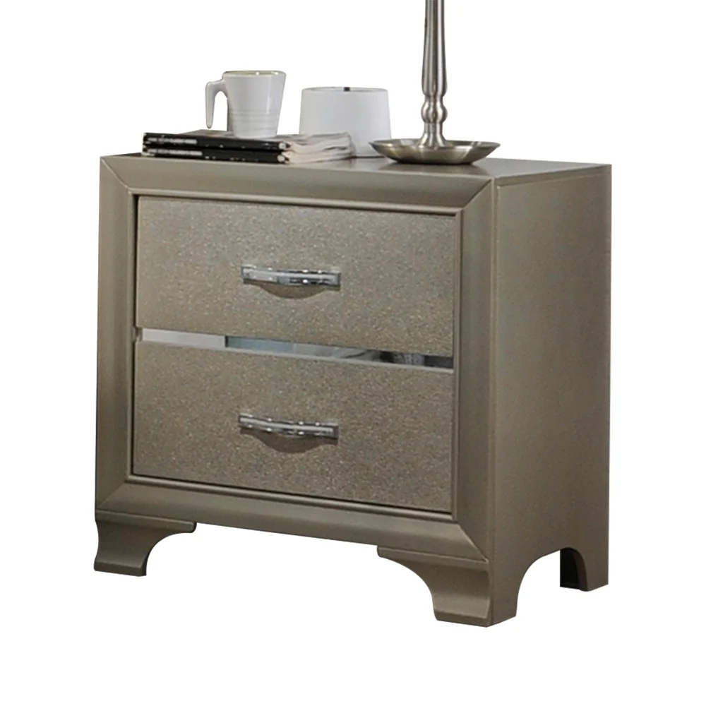 Carine Champagne Nightstand Bedside Table with Drawer