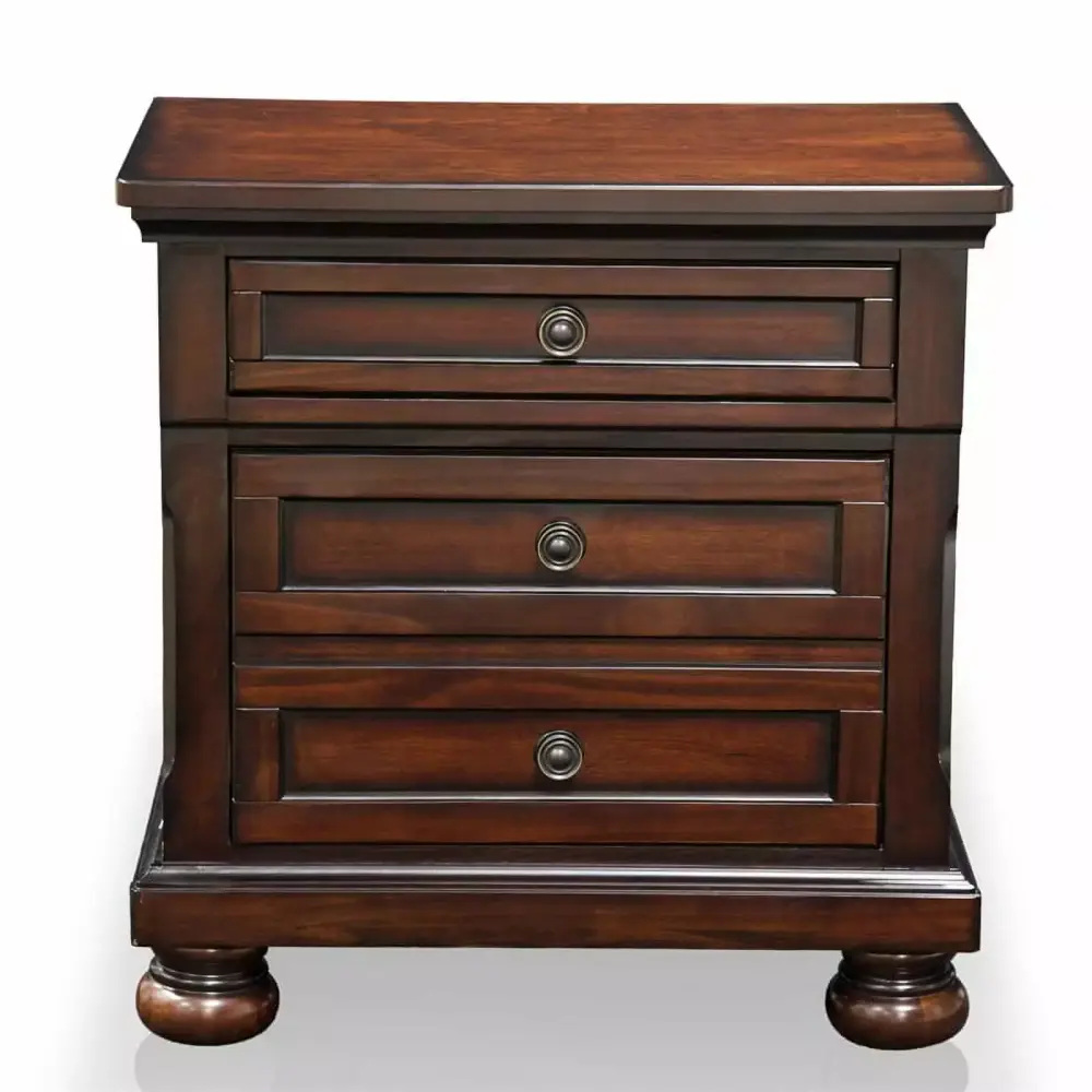 Furniture of America Caiden Transitional 2-Drawer Wood Nightstand in Dark Cherry