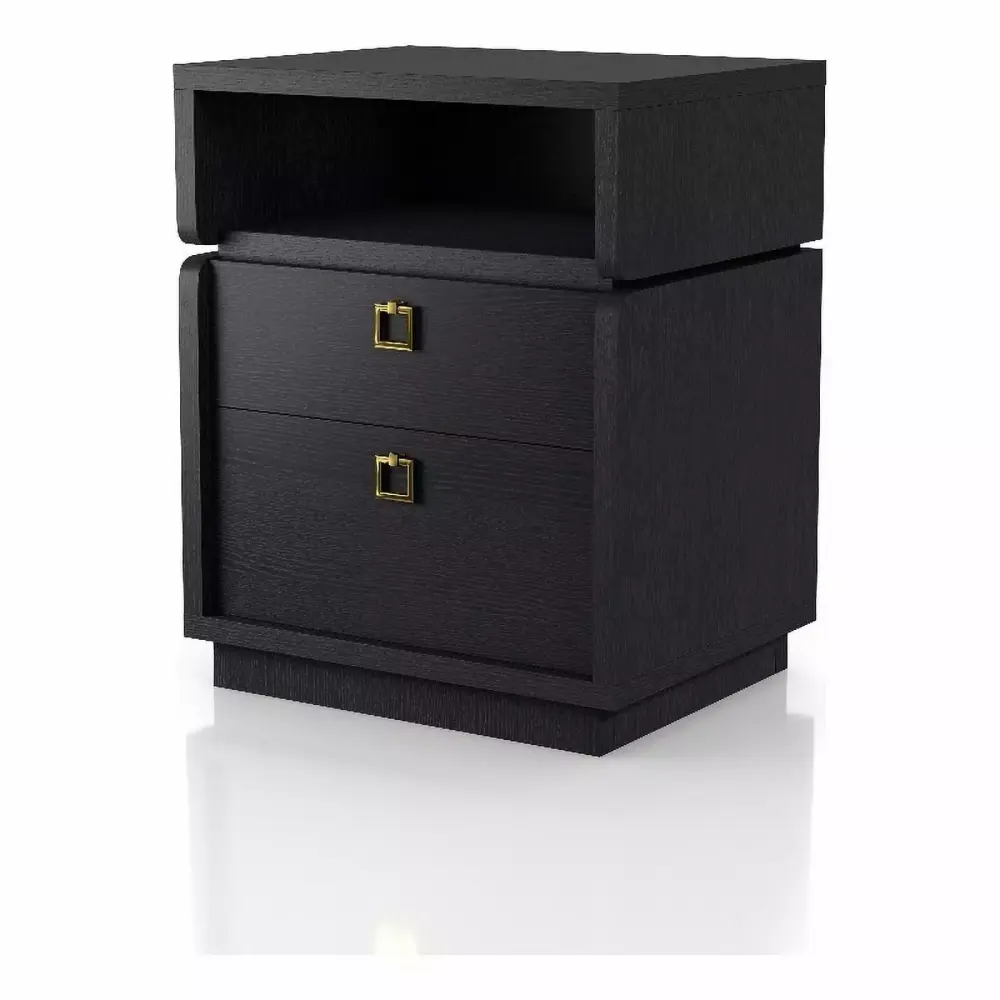 Furniture of America Lenton 2-Drawer Modern Wood Nightstand in Black