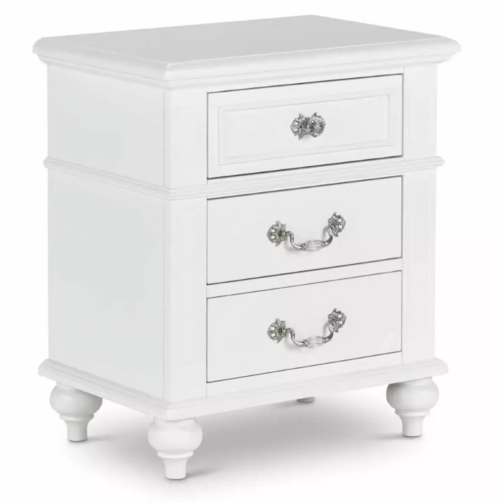 Kingfisher Lane White Nightstand - Modern Bedside Table with Drawer