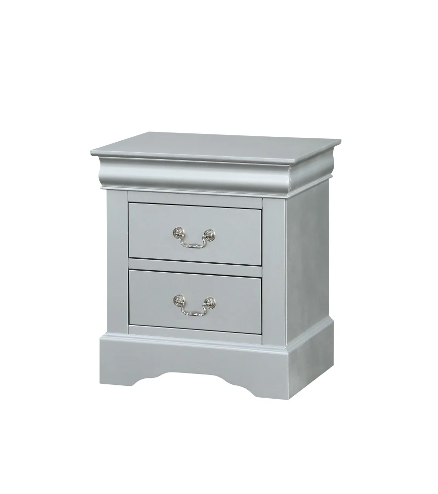 Louis Philippe III Platinum Nightstand - Classic Wooden Bedside Table