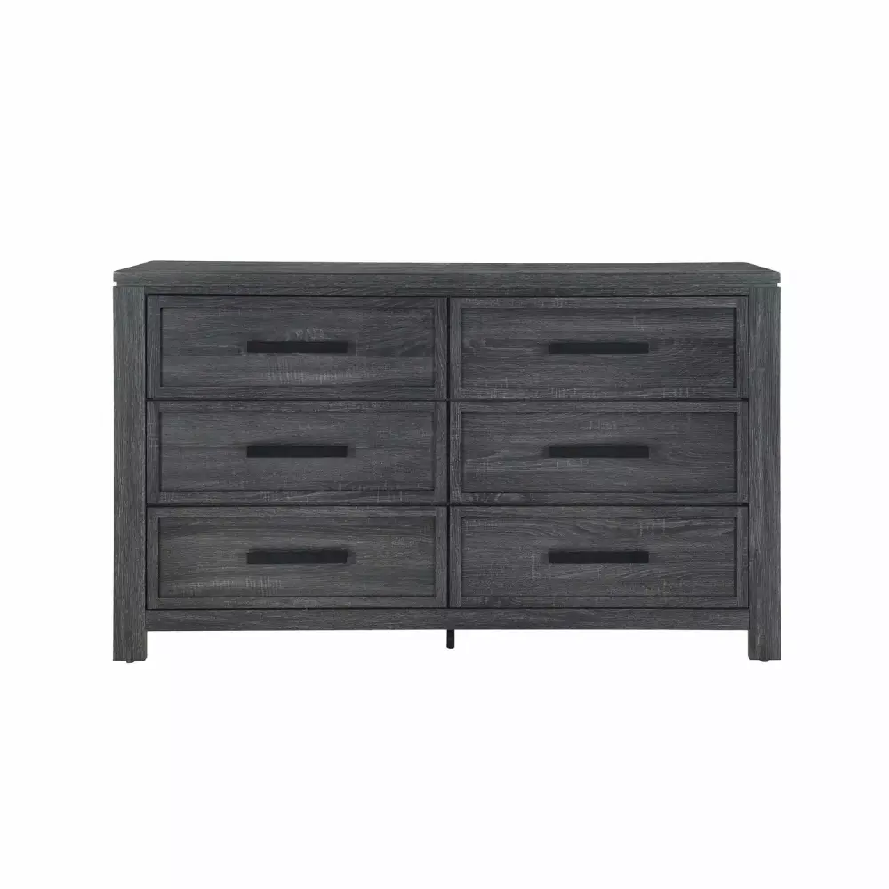 Global Furniture USA Cypress Dark Gray Oak Wood 6-Drawer Dresser - Durable Bedroom Storage