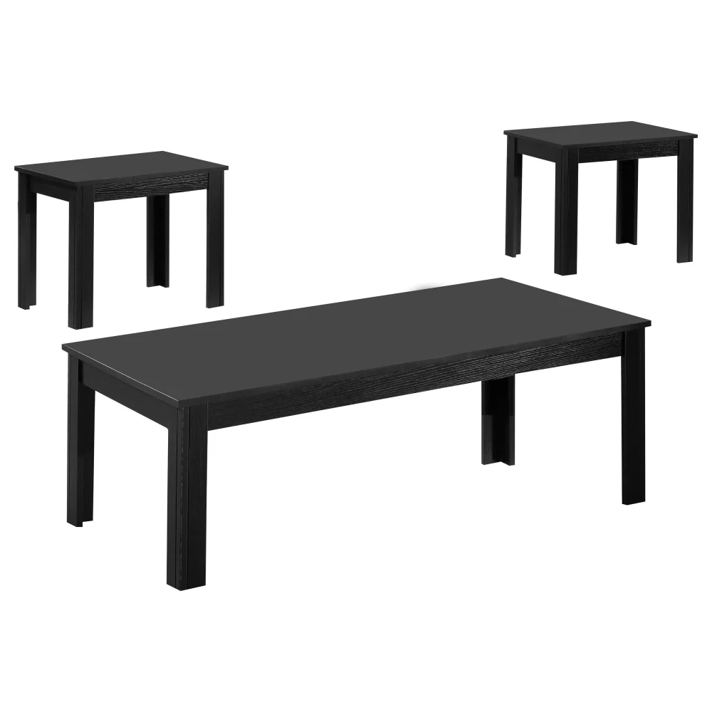 Elias 3-Piece Silhouette Occasional Set Black - Modern Side Table and Chair Set