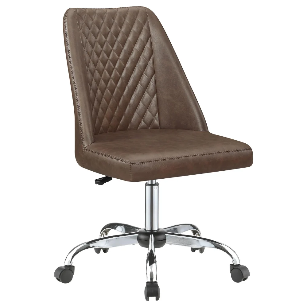 Althea Upholstered Tufted Back Office Chair in Brown and Chrome - Executive Desk Chair