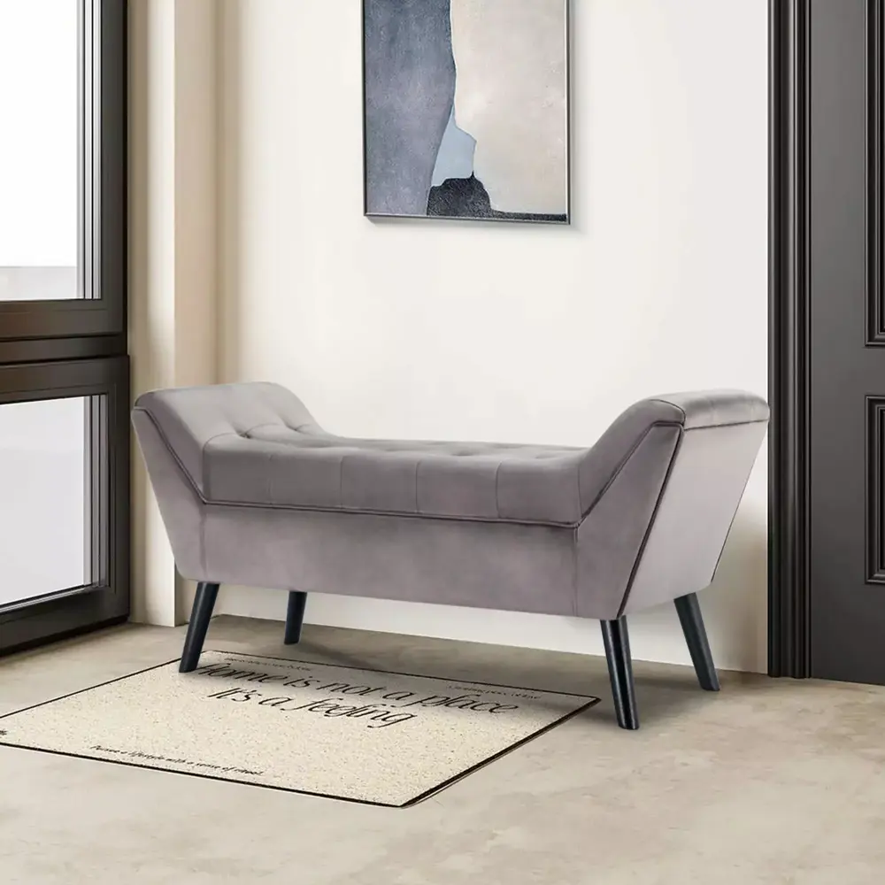 Foredo Velvet Upholstered Accent Bench with Button Tufted Design