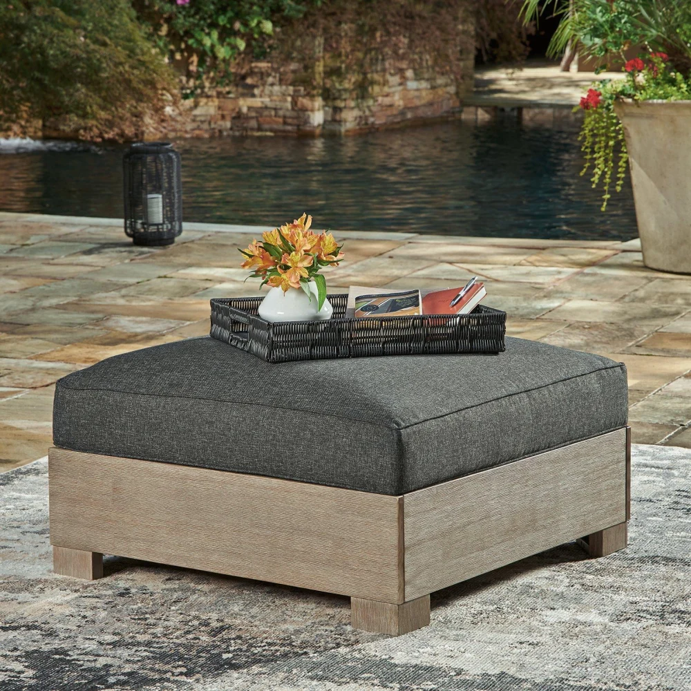 Citrine Park Outdoor Ottoman with Cushion Patio Furniture
