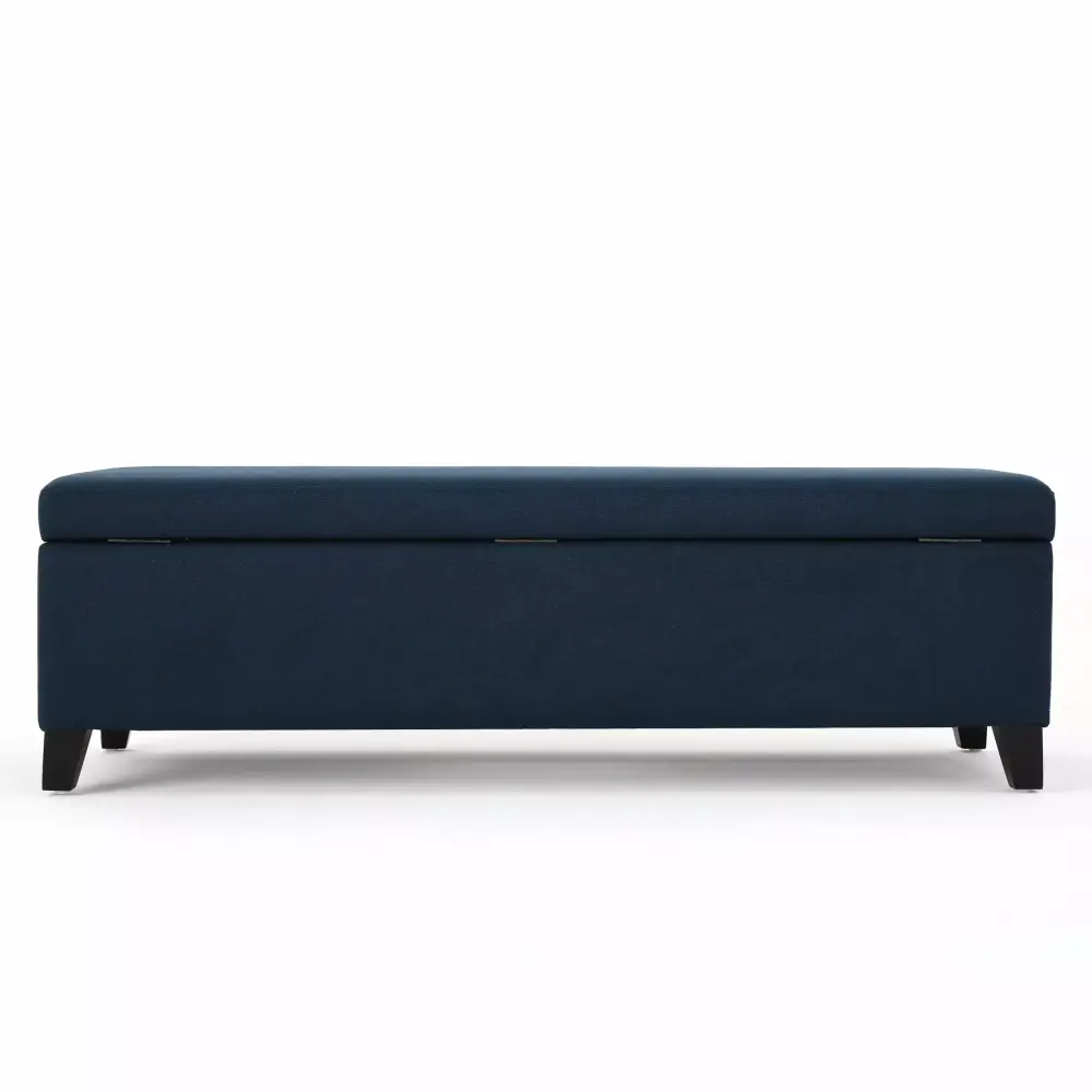 Annis Navy Blue Fabric Storage Ottoman