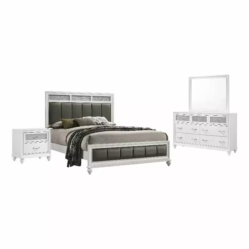 Barzini 4-Piece Eastern King Panel Bedroom Set White
