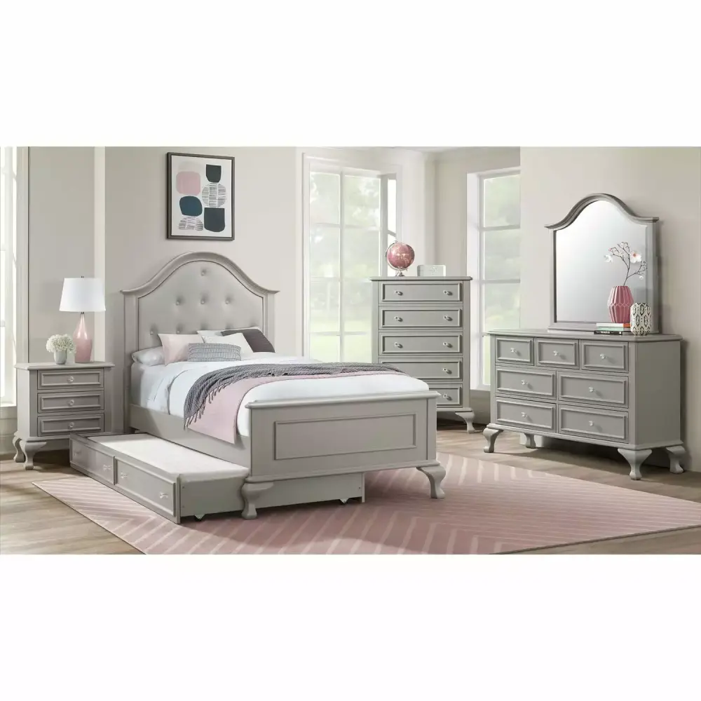 Picket Houtilize Furnishings Jenna Full Panel 3PC Bedroom Set in Grey Contemporary Style