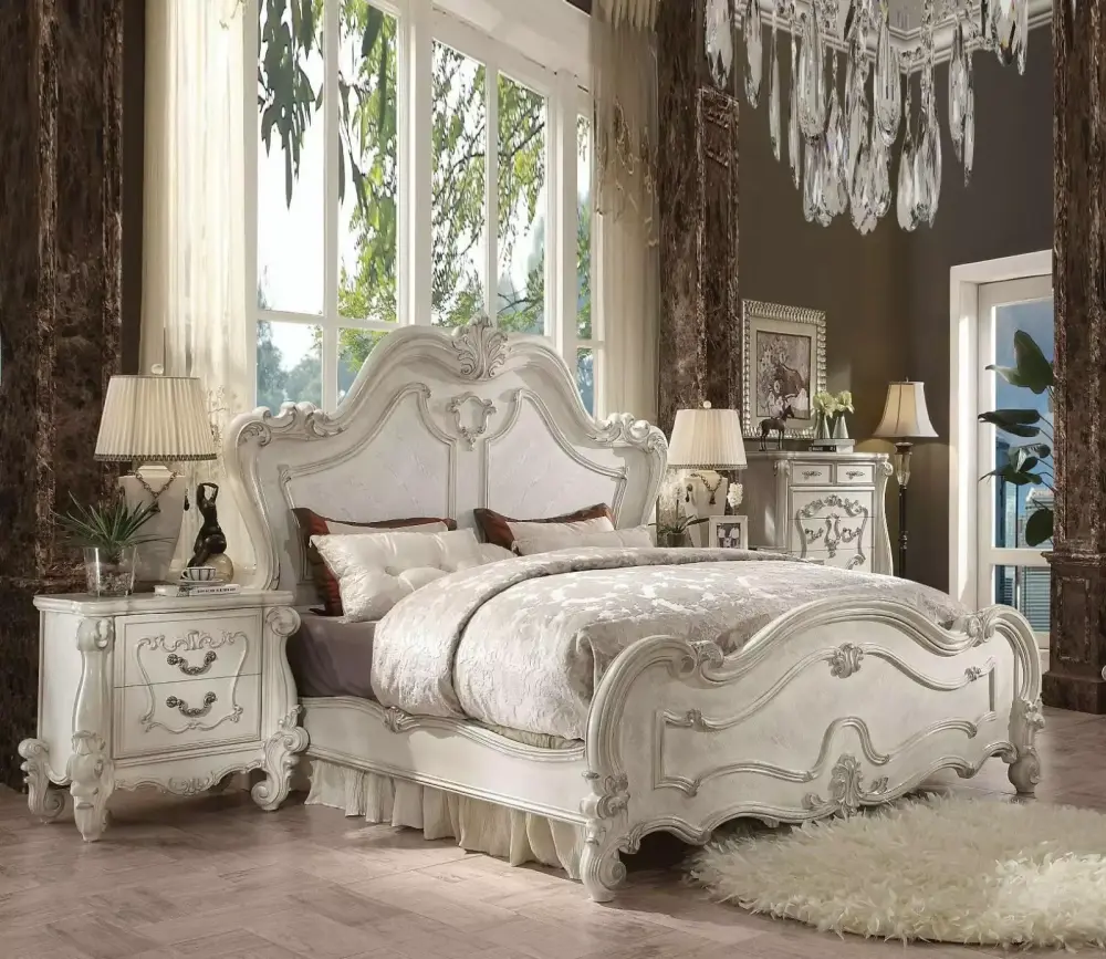 Acme Furniture 21760Q Versailles Bone White Panel Queen Size Bedroom Set 3 Piece