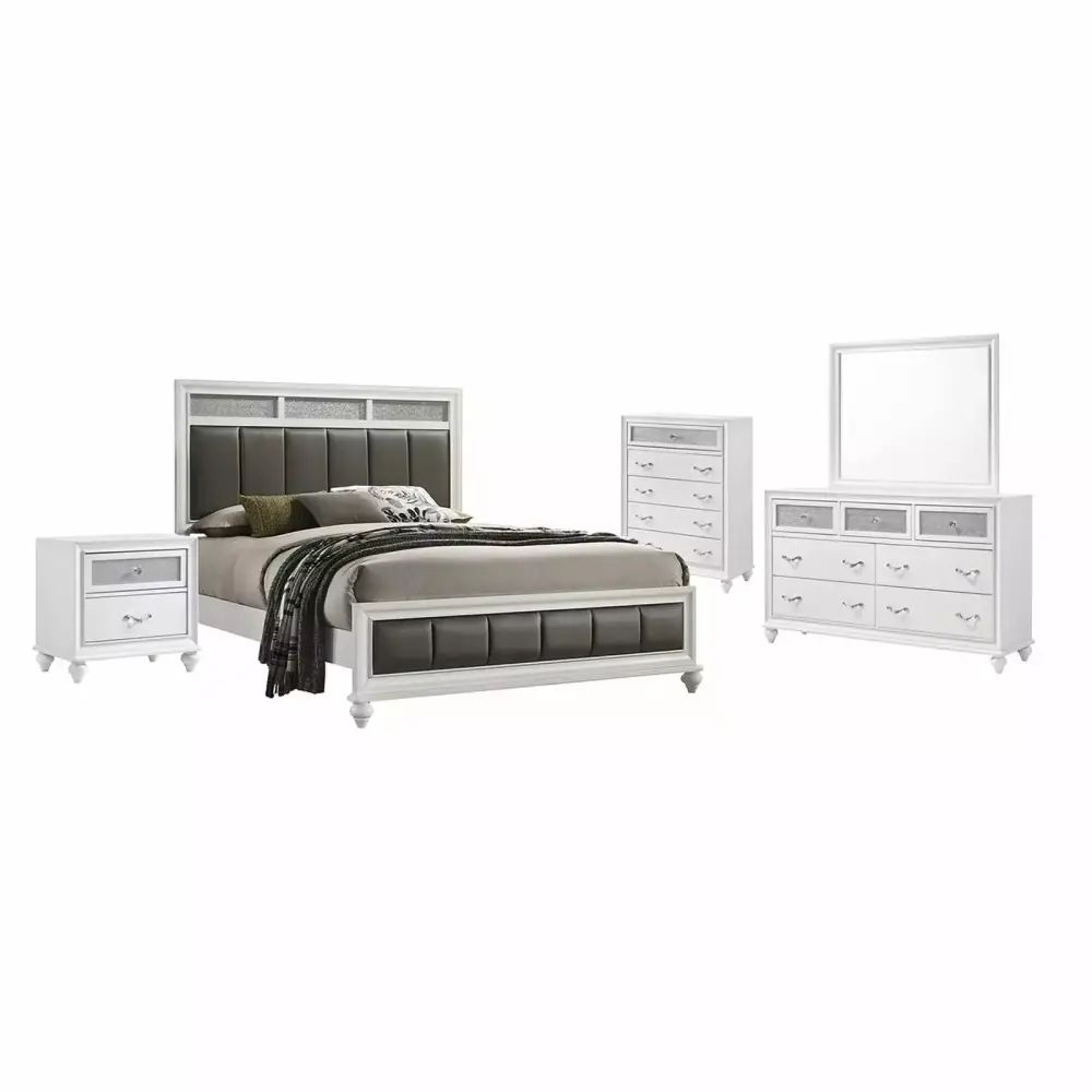 Barzini 5-Piece California King Panel Bedroom Set in White
