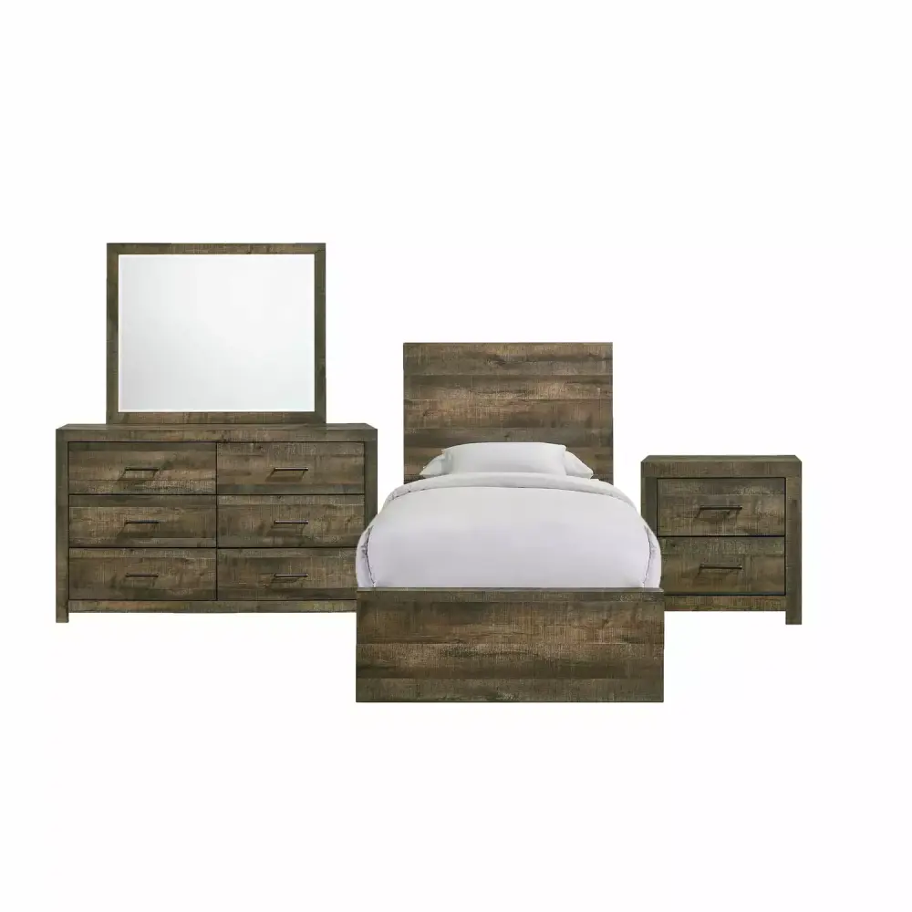 The Picket Houtilize Furnishings Beckett Twin Panel 4PC Bedroom Set