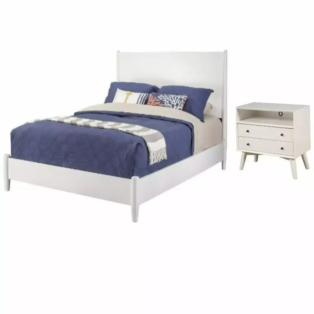 Home Square 2 Piece King Bed Set with 2 Drawer Nightstand in White
