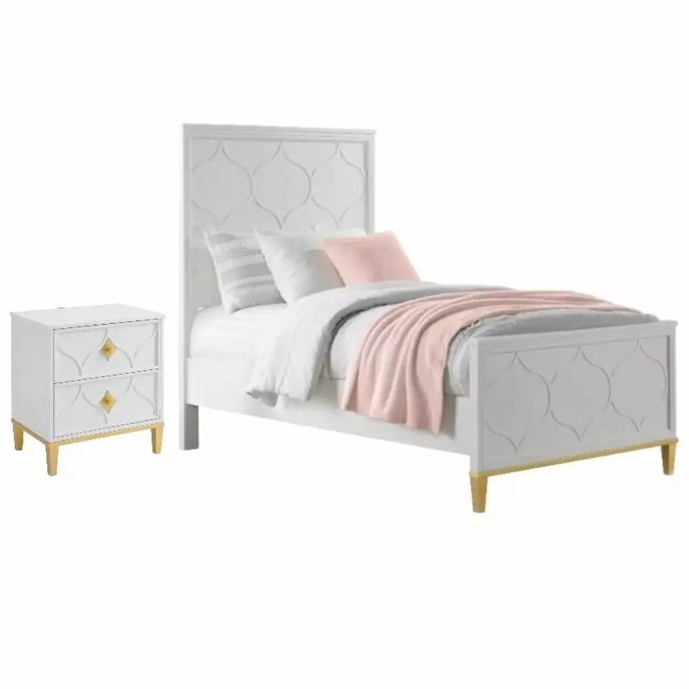 Home Square 2-Piece Twin Panel Bed Set with 2 Drawer Nightstand