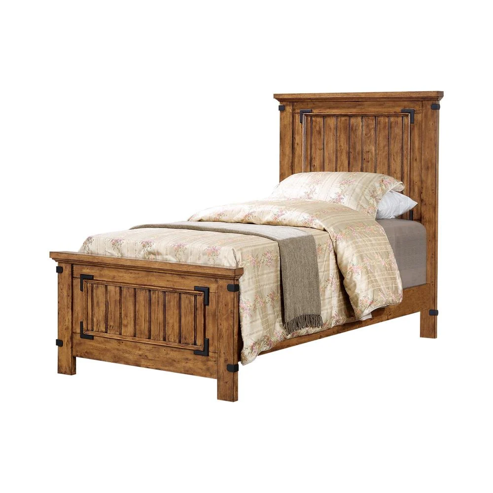 Brenner Twin Panel Bed in Rustic Honey