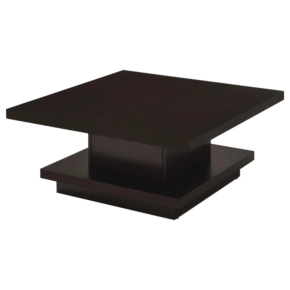 Reston Pedestal Square Coffee Table Cappuccino Modern Living Room Table