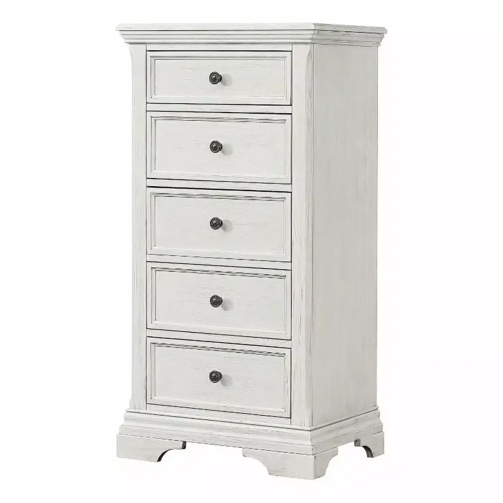 Westwood Design Olivia Traditional Wood Pier Chest in Brushed White - Elegant Bedroom Storage Solution