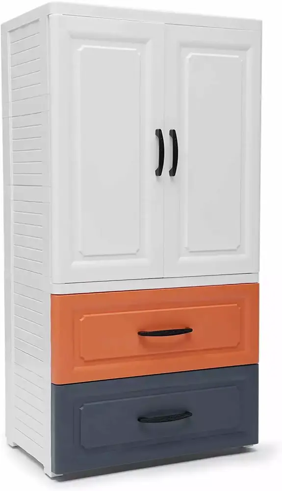 Miumaeov Plastic Drawers Dresser Rolling Storage Cabinet on Wheels with 2 Large Drawers and Top Cabinet