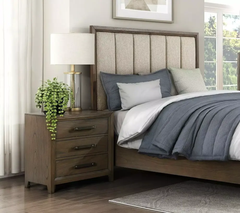 Timeless Look 5pc Bedroom Furniture Set King Platform Bed Storage Drawers Nightstand Chest Dresser Mirror Dark Walnut Finish