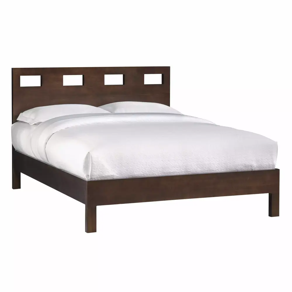 Napierd 4PC Queen Platform Bed with Nightstand Dresser & Mirror Set in Espresso Mahogany