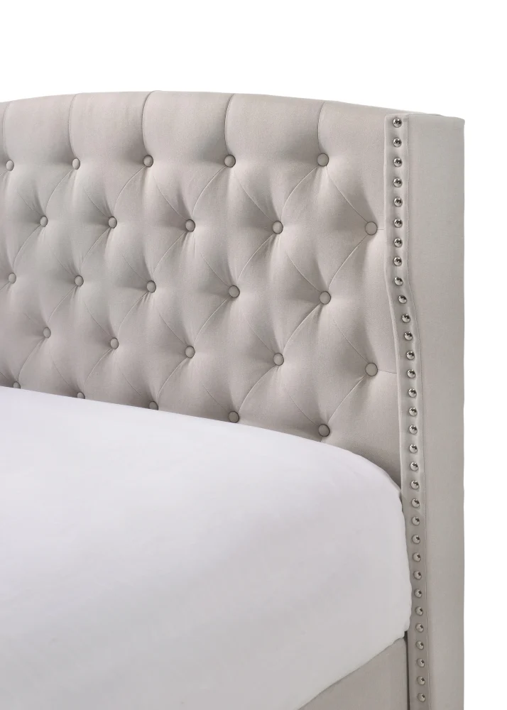 ROSEMARY Queen Platform Bed Khaki Chic Bed Frame