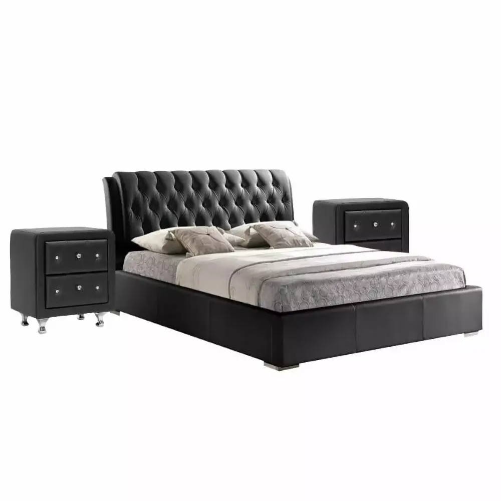 3 Piece Queen Platform Bedroom Set in Black
