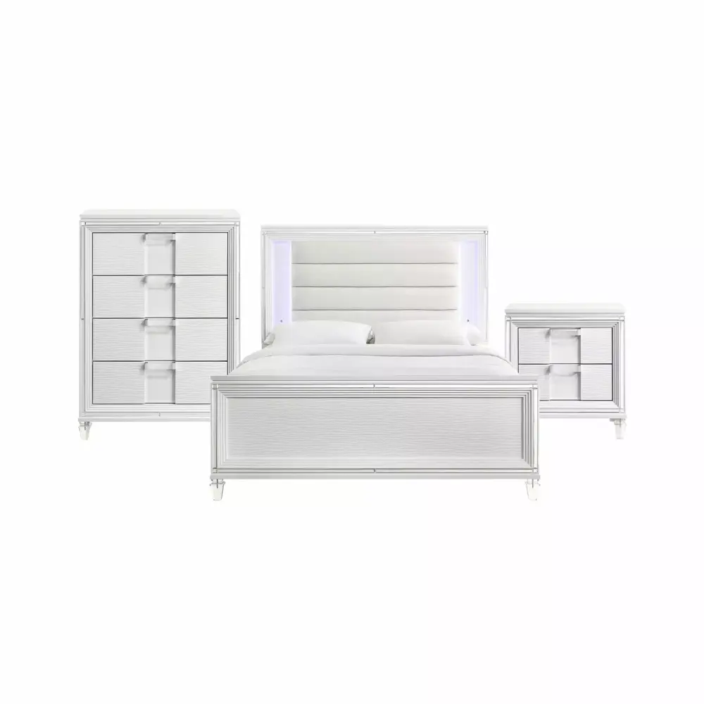 Picket Houtilize Furnishings Charlotte Youth Full Platform 3PC Bedroom Set in White