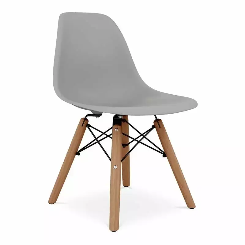 Maklaine 21.75 Inches Plastic and Wood Kids Playroom Chair in Gray Finish