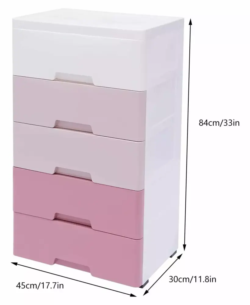 Zengpin 5-Layer Drawers Dresser with Detachable Wheels - PP Storage Chest for Bedroom Closet Organization