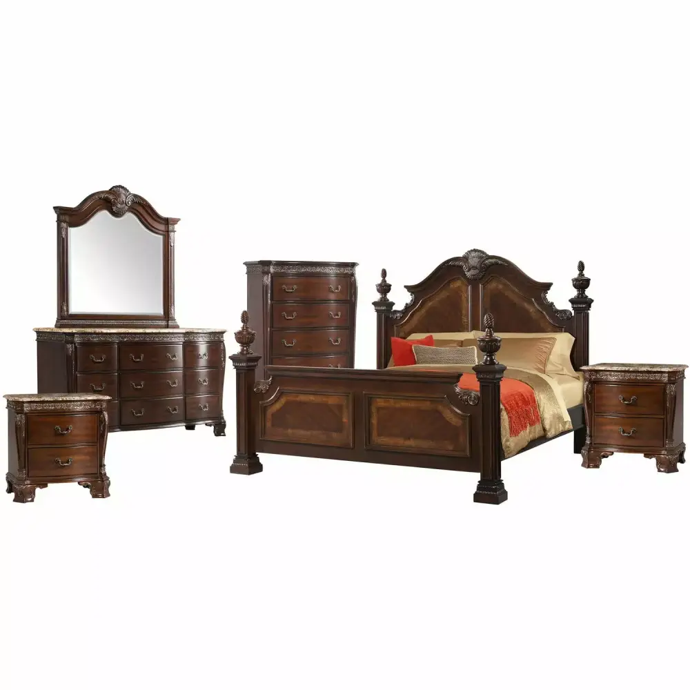 Picket Houtilize Furnishings Victoria Queen Poster 6-Piece Bedroom Set