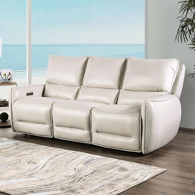 PHINEAS Power Sofa Beige Reclining Sectional with Power Headrests