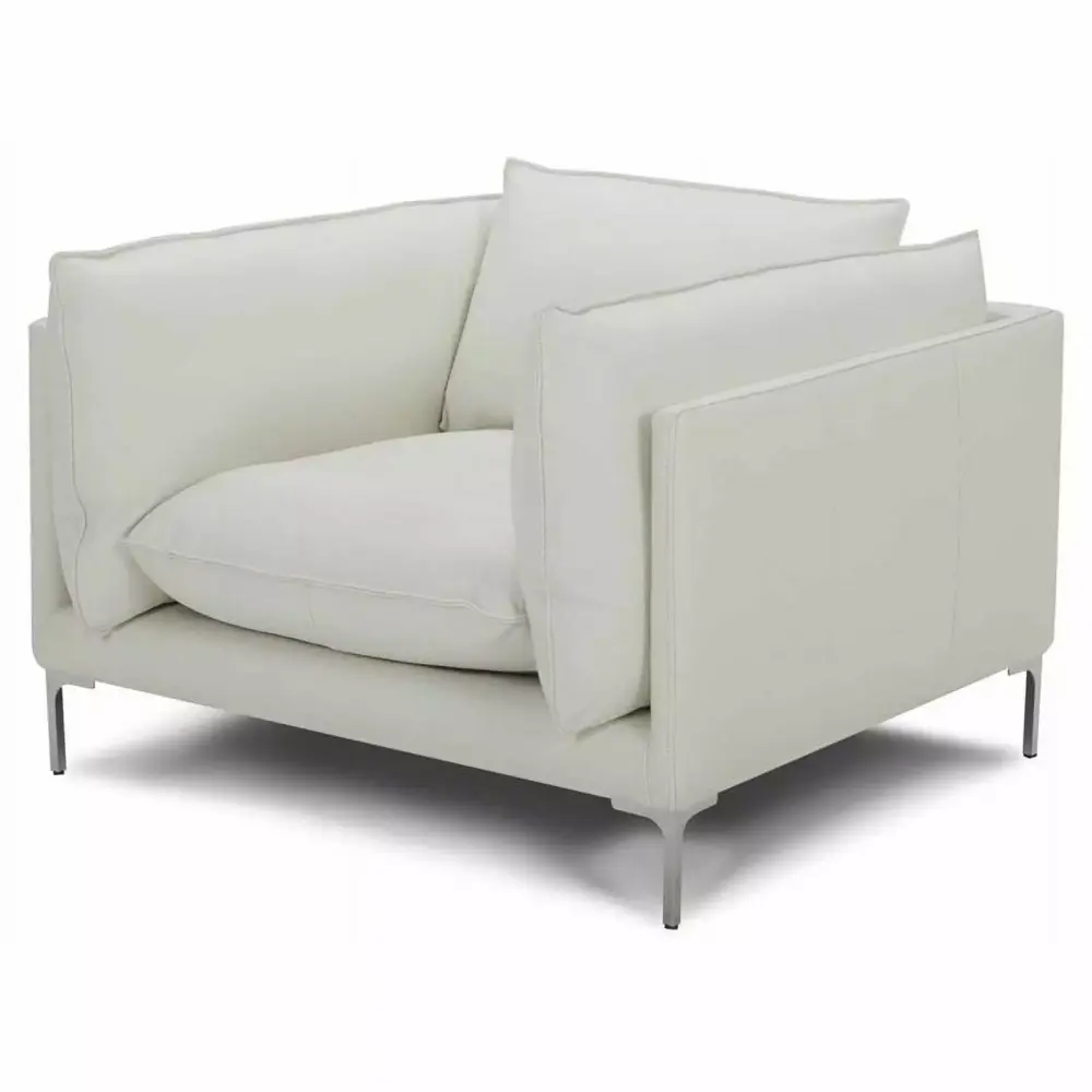 Divani Casa Harvest Modern White L-Grade Leather Accent Chair