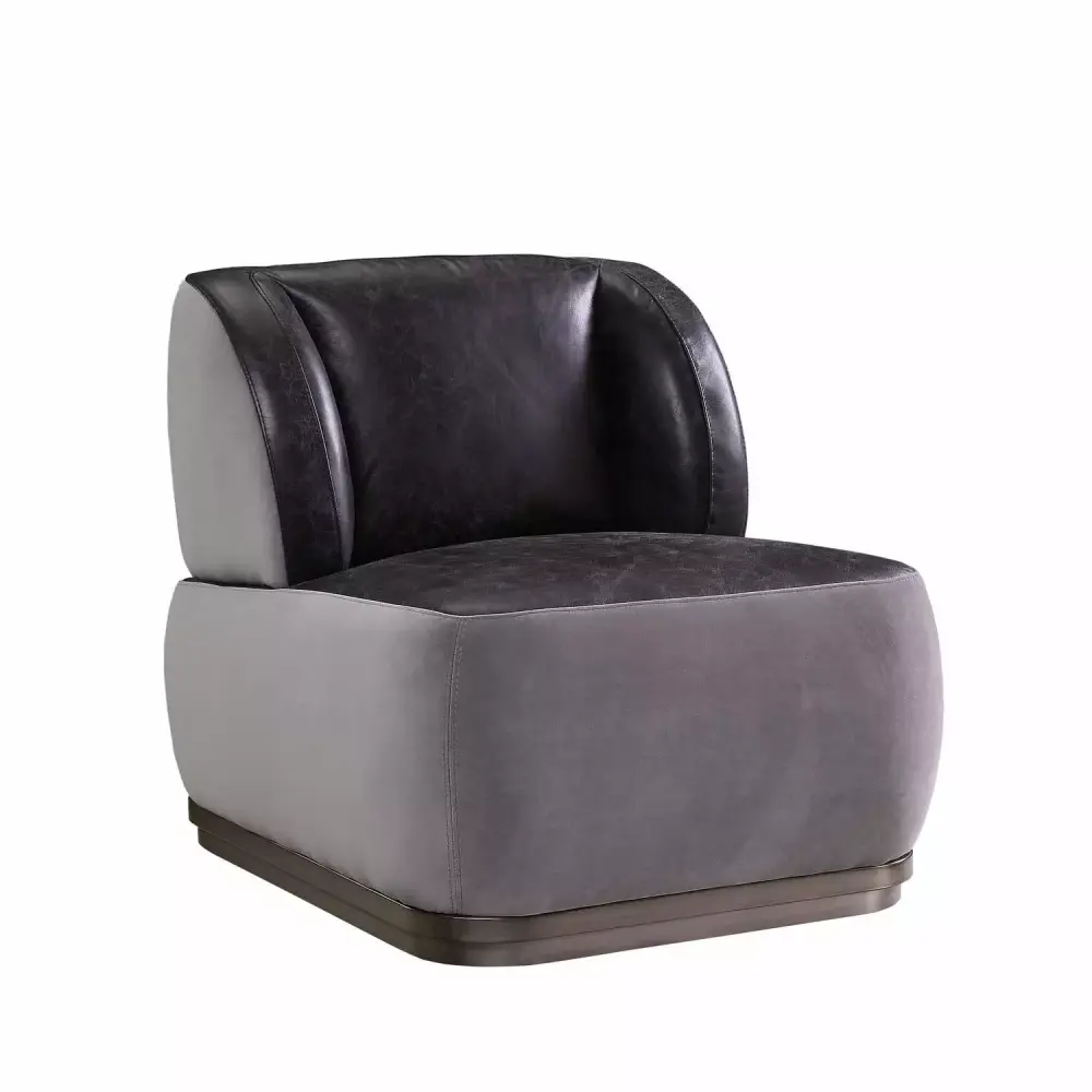 ACME Decapree Top Grain Leather Accent Chair in Antique Slate and Gray