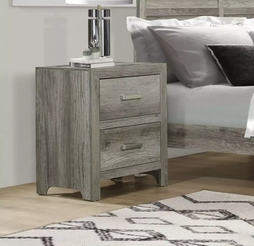Gray Finish 5-Piece Modern Queen Bedroom Set with Dresser Mirror and Nightstands - Rustic Style