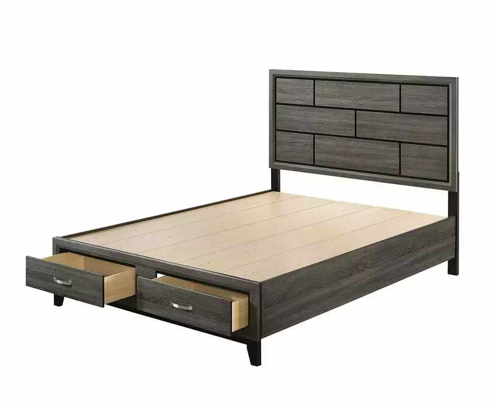 Acme Valdemar Weathered Gray Queen 5-Piece Bedroom Set with Storage
