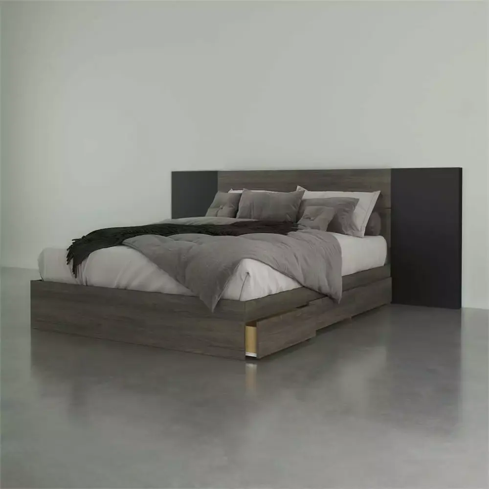 Atlin Designs Modern Engineered Wood 3 Piece Queen Size Bedroom Set in Black