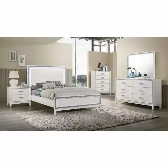 Modern White Queen 5-Piece Bed Set by Acme Haiden